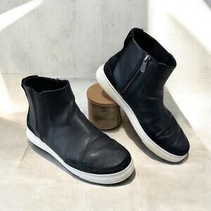 Timberland Women's Size 10 Black Leather Atlanta Green Chelsea Side-Zip Boot